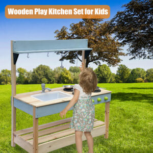 Wooden Play Kitchen - Blue
