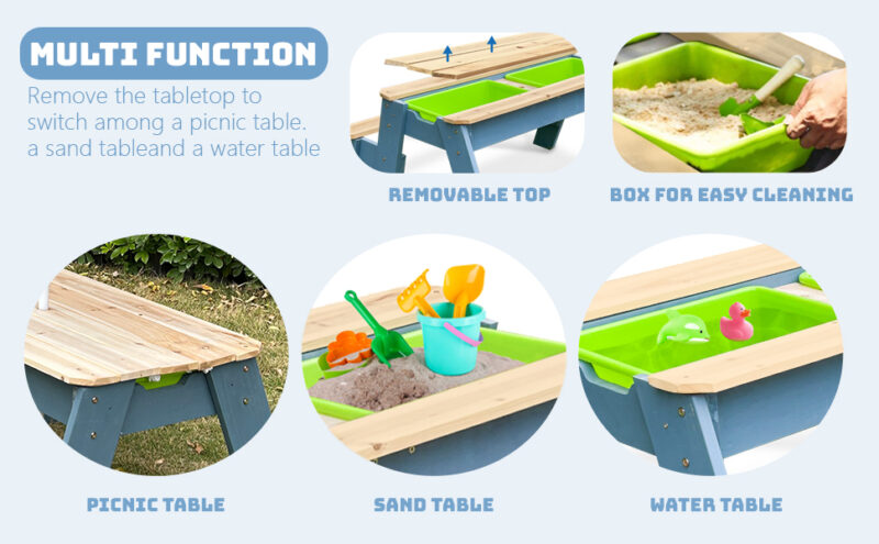 Luckids Sand & Water Picnic Table - Blue & White - Image 5