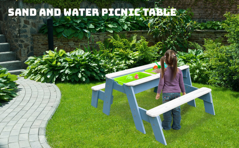 Luckids Sand & Water Picnic Table - Blue & White - Image 3