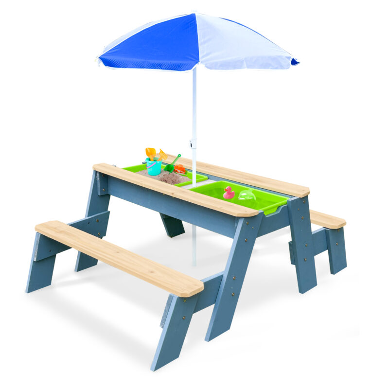 Luckids Sand & Water Picnic Table - Blue & Natural