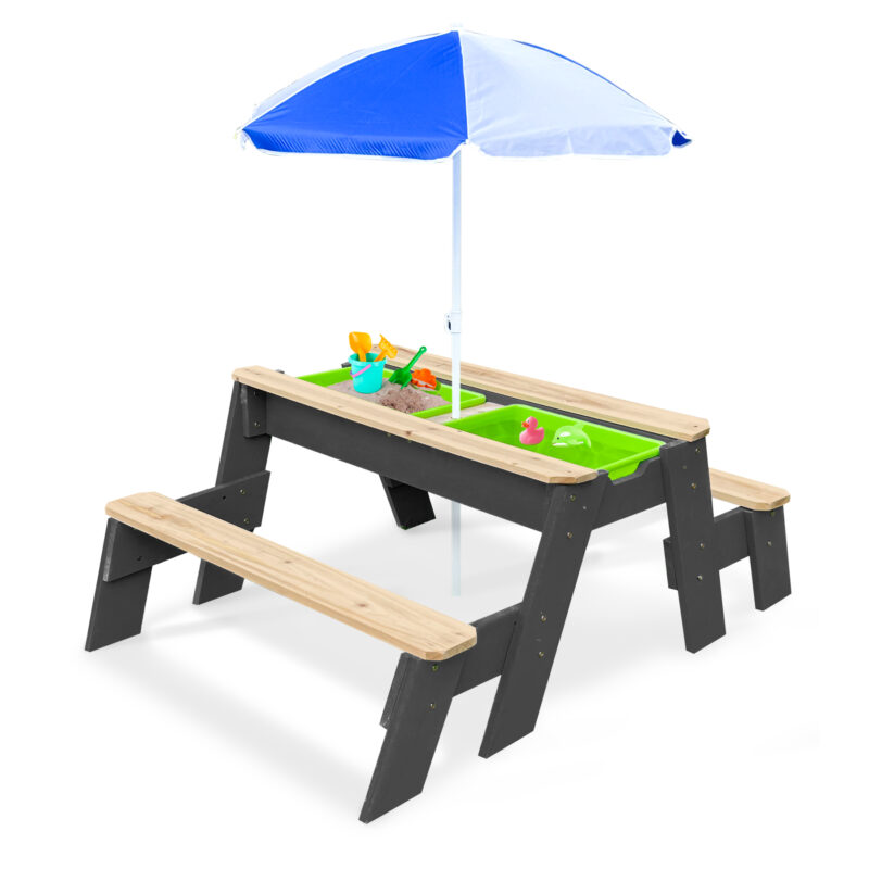 Luckids Sand & Water Picnic Table - Black & Natural