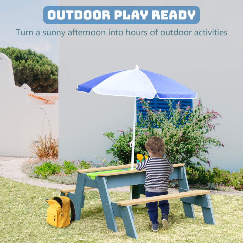 Luckids Sand & Water Picnic Table - Blue & Natural - Image 4