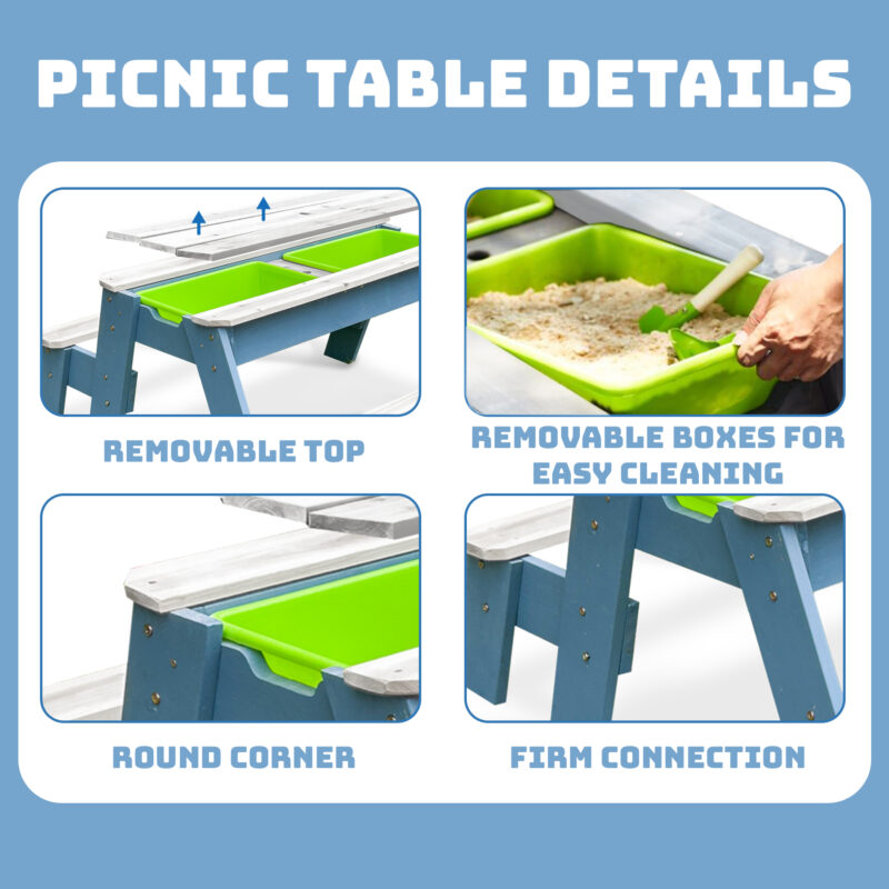 Luckids Sand & Water Picnic Table - Blue & White - Image 4