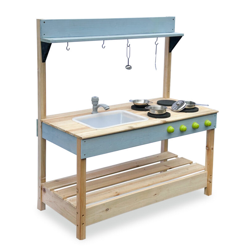 Luckids Wooden Play Kitchen - Blue