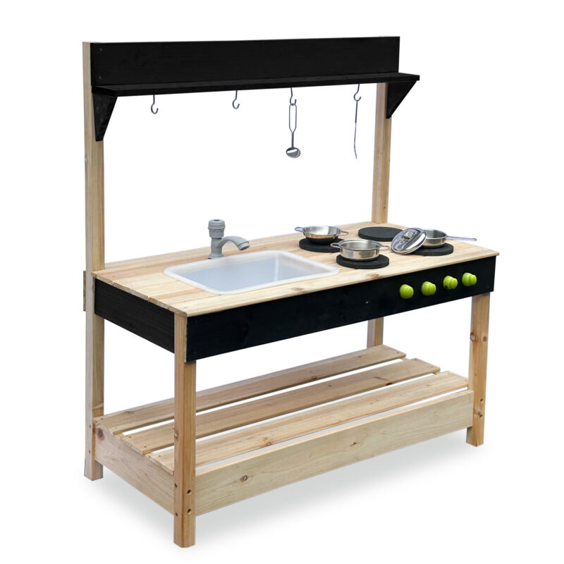 Luckids Wooden Play Kitchen - Black
