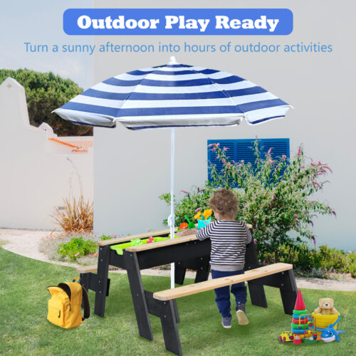 Luckids Sand & Water Picnic Table - Black & Natural - Image 7