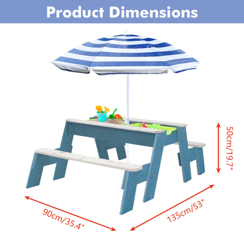 Luckids Sand & Water Picnic Table - Blue & White - Image 2