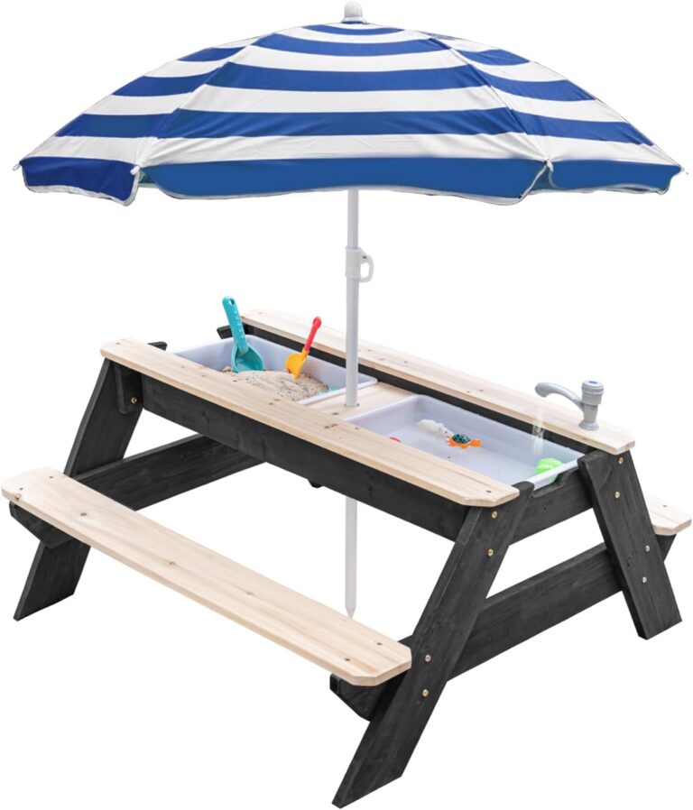 Luckids Sand & Water Picnic Table - Black & Natural - Image 2