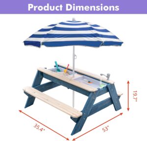 Sand & Water Picnic Table - Blue & Natural Size