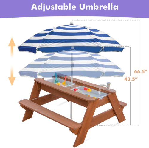 Luckids Sand & Water Picnic Table - Brown - Image 4