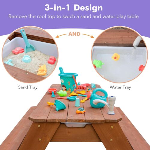 Luckids Sand & Water Picnic Table - Brown - Image 6