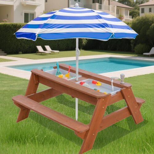 Luckids Sand & Water Picnic Table - Brown - Image 7