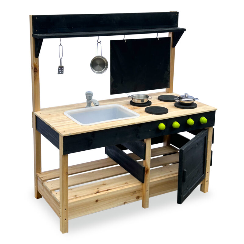 Luckids Deluxe Wooden Play Kitchen - Black