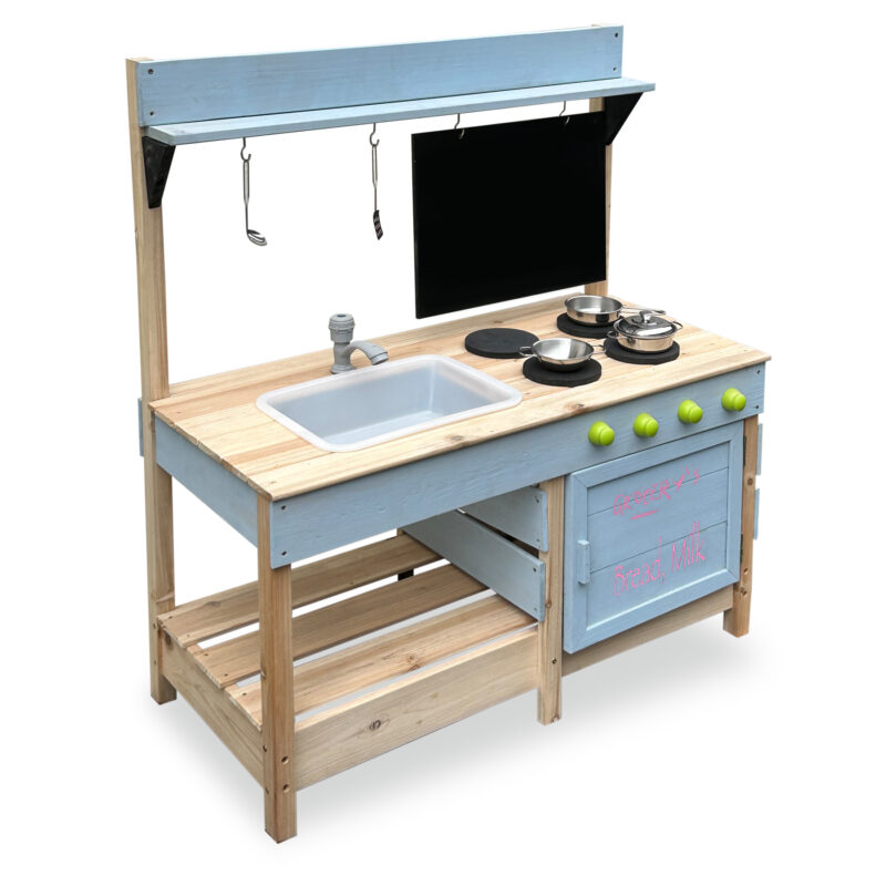 Luckids Deluxe Wooden Play Kitchen - Blue