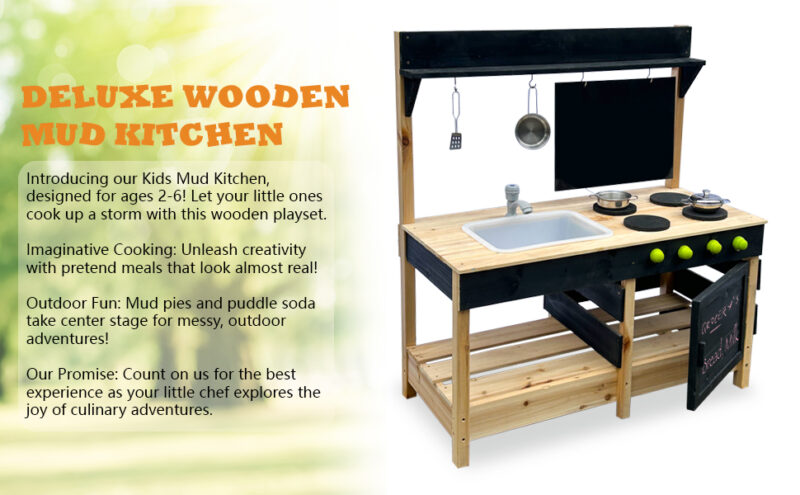 Luckids Deluxe Wooden Play Kitchen - Blue - Image 7