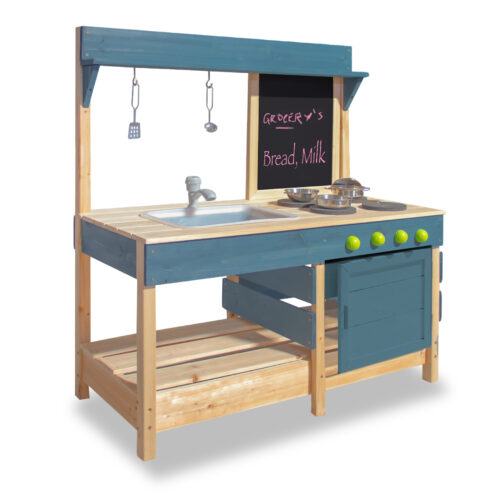 Luckids Deluxe Wooden Play Kitchen - Blue